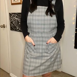 Plaid pinafore overall dress